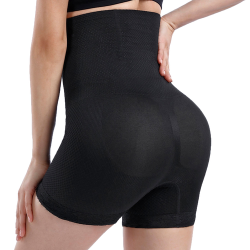 Short faja moldeadora de tiro alto color negro, vista posterior